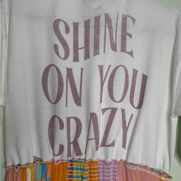 Pink Floyd Graphic Upcycled Long Sleeve Hippie Patchwork Maxi Dress Small - Picture 7 of 14